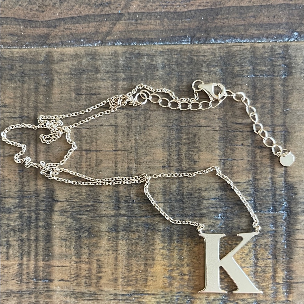 Gold Initial 'K' Necklace